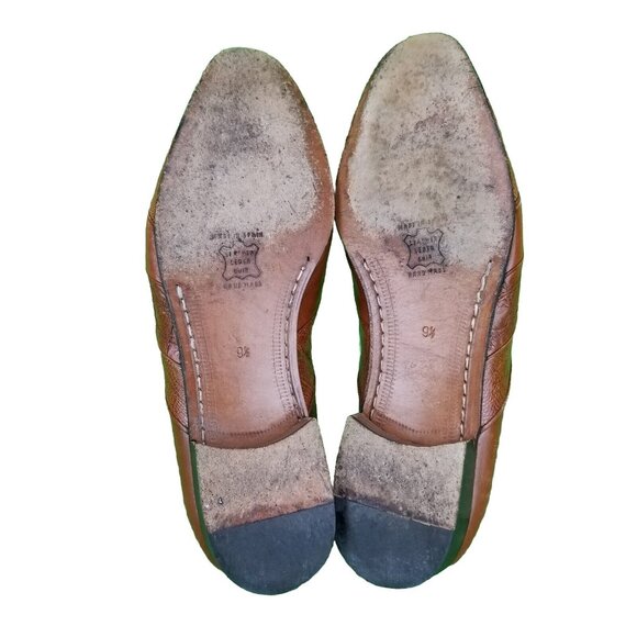 ✅Maseratti Embossed Croc Pattern Brown Leather Loafers Mens 9.5 Slip Dress Shoes main image 4